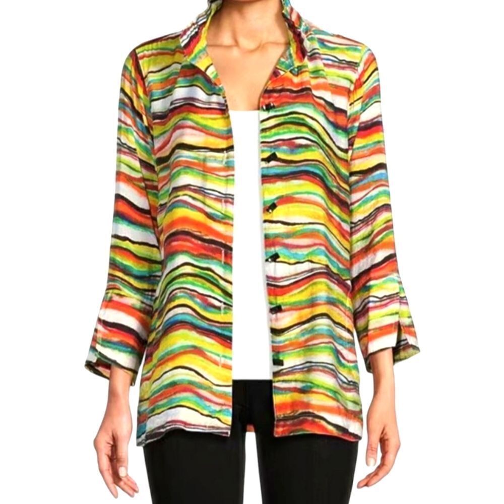 NWT MULTIPLES MODERN ART "WAVES" JACKET/BLOUSE SZ.S
